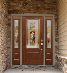 ProVia Signet Fiberglass Entry Door With Sidelites and Decorative Glass
